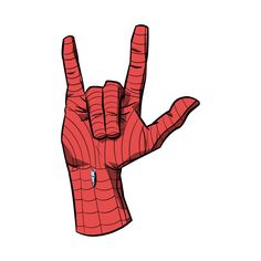 a hand that is making the v sign with it's spider - man costume