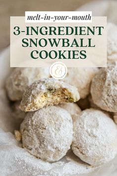 three ingredient snowball cookies in a white bowl