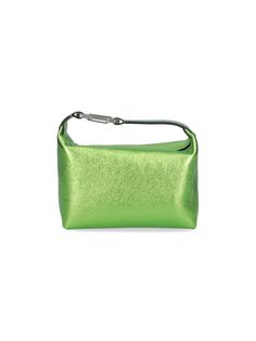 Eéra "Moon" handbag in green laminated leather, top handle, silver logo hook detail, zip closure, main inner compartment. Composition: 100% Leather Woman Bags Handbags, Silver Logo, Sneaker Wedge, Shopping Tote, Luxury Retail, Bridal Shoes, Luxury Boutique, Valentino Garavani, High Heel Shoes