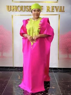 Elevate your fashion style with our luxurious Maxi Dress. Pink Floor-length Party Kaftan, Pink Floor-length Party Abaya, Long Pink Kaftan For Party, Pink Long Kaftan For Party, Elegant Pink Thobe For Eid, Long Sleeve Agbada For Eid Party, Pink Maxi Kaftan For Parties, Pink Evening Abaya, African Wedding Jewelry