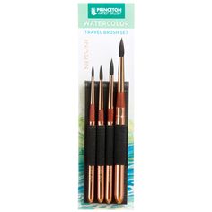 four watercolor brushes in a package