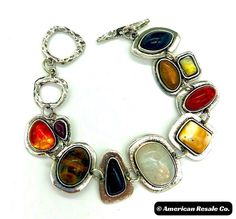 Natural variations Fits wrists up to 7" New Vintage Style Acetate gemstones with silver tone accents Nickel Free Multicolor Metal Bracelets, Multicolor Nickel Free Metal Bracelets, Trendy Multicolor Metal Beaded Bracelets, Bohemian Silver Resin Jewelry, Modern Multicolor Resin Jewelry, Unique Adjustable Resin Bracelets, Multicolor Bracelets, Bracelet Indian, Chunky Bracelet