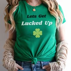 Funny St Patricks day shirt for anyone. Soft and excellent quality for every occasion. .: 100% Airlume combed and ringspun cotton (fiber content may vary for different colors) .: Light fabric (4.2 oz/yd² (142 g/m .: Retail fit .: Tear away label .: Runs true to size St. Patrick's Day Cotton Crew Neck Tops, Cotton Crew Neck Top For St. Patrick's Day, Funny Green Cotton Shirt, Cotton Top With Letter Print For St. Patrick's Day, Green Cotton Slogan Shirt, Green Cotton Shirt With Funny Text, Green Crew Neck Shirt With Funny Text, Green Cotton Shirt With Slogan, St. Patrick's Day Cotton T-shirt With Letter Print