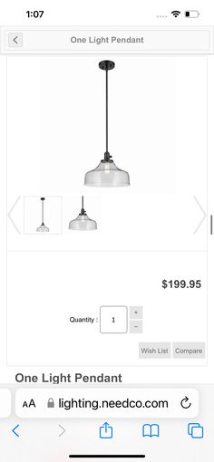 the light pendant is on sale for $ 19 95 and it's not being used