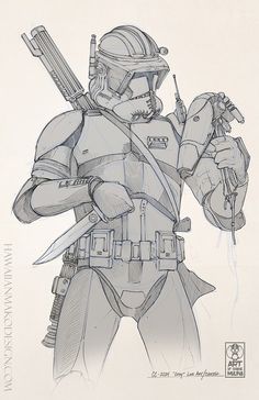 Star Wars Art Drawings, Commander Cody