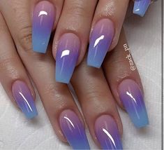 Ombre Nail Design, Ombre Acrylic Nails, Blue Nail Art, Ombre Nail Designs, Unique Acrylic Nails, Summer Acrylic Nails, Undertale Comic