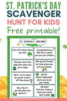 st patrick's day scavenger hunt for kids free printable