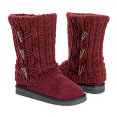 Essentials by MUK LUKS? Women's Cheryl Boots can?t be beat. Cozy sweater knit design and soft faux fur lining blends everyday comfort with on-trend style. Wipe with a damp cloth to clean, no bleach, lay flat to dry. Imported. - Durable TPR Sole - 100% Polyester Insole - 100% Acrylic Knit -Foam Insole -100% Polyester Faux Suede Upper - 100% Polyester Faux Fur Lining - Water Resistant - Multiple color options available - Women?s Whole Sizes 6-11 -Half Sizes Size Up Casual Comfortable Fall Boots, Cozy Warm Boots For Cold Weather, Warm Cozy Boots For Cold Weather, Casual Boots With Faux Fur Trim For Cold Weather, Casual Winter Boots For Cold Weather, Casual Boots For Fall, Casual Cold Weather Winter Boots, Comfortable Fall Boots With Faux Fur Lining, Cozy Winter Boots For Cold Weather