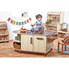 Island Kitchen - Preschool Outdoor Storage Units, Preschool Room, Corner Storage Shelves, Flip Top Table, Preschool Rooms, Kitchen Ideals, Laminate Doors, Circular Table, Reception Chair