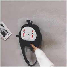 Lovely Spirited Away No-Face Shoulder Bag - Kuru Store Cartoon Backpack For Daily Use, Novelty Backpack For Daily Use, Novelty Standard Backpack For Daily Use, Black Cartoon Backpack For Students, Harajuku Style Standard Backpack With Zipper, Harajuku Style Backpack For Back To School, Character Backpack For Students, Black Character Backpack For Everyday Use, Black Backpack For Halloween Cosplay