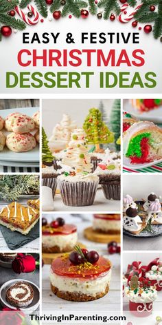 christmas desserts with text overlay that reads easy and festive christmas dessert ideas