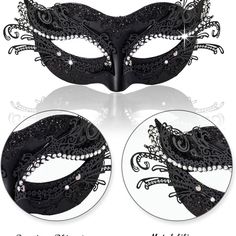 New Masquerade Mardi Gras Mask Elegant Black Masquerade Mask For Mardi Gras, Elegant Black Masquerade Mask For Halloween, Elegant Black Masquerade Mask For Party, Black Masquerade Mask For Carnival Evening, Black Evening Masquerade Mask For Carnival, Mascarade Party, Boho Nails, Mardi Gras Mask, Mardi Gras