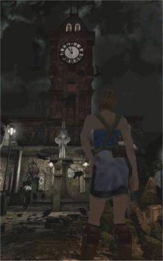 a person standing in front of a clock tower at night with the moon behind them