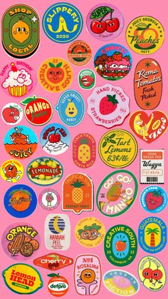 fruit stickers vintage Fruit Stickers, Fruit Labels, Printable Sticker Sheets, Scrapbook Printing, Collage Book, Tattoo Portfolio, Pop Art Wallpaper, A Level Art, Pretty Wallpaper Iphone