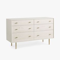 an image of a white dresser with drawers and measurements for the top drawer, side view