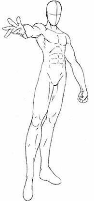 a drawing of a man standing with his arms out