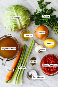 the ingredients needed to make this vegetable soup