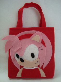 a red bag with a cartoon character on it