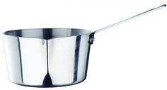 a stainless steel saucepan with a spoon in it