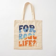 100% cotton reusable shopping carry bag with digital print on one side. Bluey and Bingos favorite saying: For Real Life?! The PERFECT design for your favorite Bluey fan. Fun Cotton Tote Canvas Bag, Fun Cotton Canvas Bag For Everyday, School Tote Bags, Tote Bags For School, School Tote, Diy Tote Bag, Canvas Bags, Cotton Tote Bag, Carry Bag