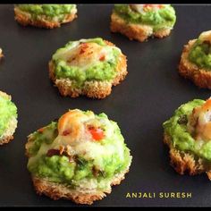 small appetizers with guacamole and cheese on them are ready to be eaten