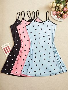 Women Summer 3-Piece Love Print Casual Cami Pajama Night Dress Multicolor Casual-Young  Sleeveless Knitted Fabric Colorblock,Geometric Nightgowns Medium Stretch All Women Sleep & Lounge, size features are:Bust: ,Length: ,Sleeve Length: Multicolor Sleeveless Cotton Sleepwear, Multicolor Dresses For Sleepover, Fitted Sleeveless Sleepwear For Sleepover, Black Sleeveless Sleepwear For Sleepovers, Multicolor Sleeveless Sleepwear For Sleepovers, Cute Sleeveless Nightgown For Sleepovers, Fitted Sleeveless Sleepwear For Pajama Party, Cute Sleeveless Summer Nightgown, Stretch Cotton Sleeveless Sleepwear