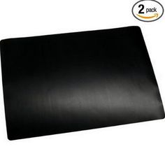 a black mouse pad with two different logos on the front and one has a white background