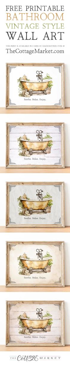 four wooden shelves with paintings on them and the words free printable watercolor wall art