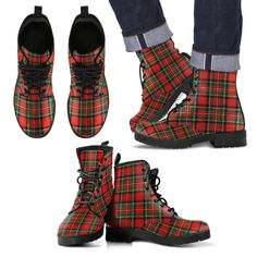 Scottish Stewart Royal Modern Clan Tartan Leather Boots Women Leather Boots, Leather Boots Women, Soft Textiles, Women Leather, Kilt, Tartan Plaid, Custom Shoes, Red Plaid, Fashion Boots