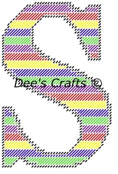 the letter c is made up of multicolored lines and has an inscription that reads lee's crafts