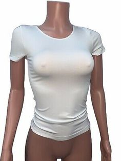 Hot White Seamless Stretchy Fitted Skin Tight Nylon Crewneck Tee T-shirt Top New  | eBay Seamless Clothing, Dinner Wear, Bad Habit, Fitted Top, Casual Chic Outfit, Street Wear Urban, Cute Summer Outfits, Lingerie Fashion, Trendy Tops