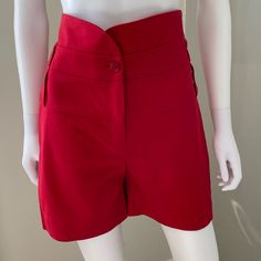 New Without Tags. Never Worn. European Size 40. Chic Red Shorts For Spring, Chic Red Spring Shorts, Red Short Pants For Summer, Fitted Red Bottoms For Day Out, Red Short Length Bottoms For Spring, Chic Red Shorts For Day Out, Fitted Red Short Bottoms, Red High Waist Shorts For Day Out, Red Fitted Shorts