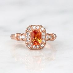 Cynthia Natural Orange Sapphire Ring 14K Rose Gold Vermeil | Etsy Orange Sapphire Ring, Popular Engagement Rings, Ring Sapphire, Sapphire Color, Orange Sapphire, Sapphire Engagement Ring, Alternative Engagement Rings, Birthstone Gifts, Creating Jewelry