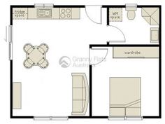 the floor plan for an apartment with two bedroom and one bathroom, including a living room