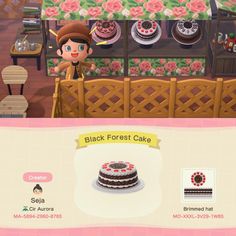 an animal crossing game is shown in this screenshot from the video, black forest cake