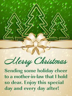 merry christmas greeting card with gold ribbon and green background