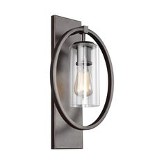 a wall light with a glass shade on it