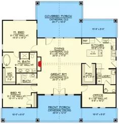 the floor plan for a house with three bedroom and two bathroom areas on each side