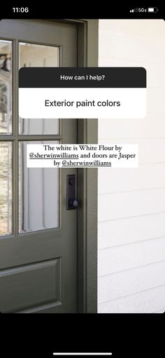 an image of a door with the words exterior paint colors in white and black on it