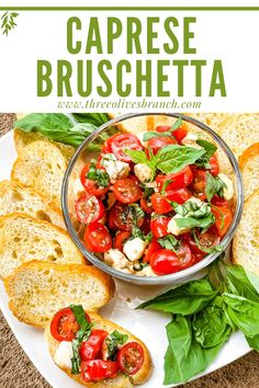 caprese bruschetta with basil and tomatoes in a bowl