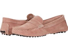 Massimo Matteo Suede Penny Driver - Women's Shoes : Rose : The sleek silhouette of the Massimo Matteo Suede Penny Driver loafer brings versatility to any look without compromising style with an easy slip-on construction, cooling perforations at the vamp, and a nubuck leather upper finish. Rounded moc toe with raised stitch seam in front. Breathable leather lining. Padded leather insole provides added comfort. Durable rubber outsole. Made in Brazil. Measurements: Weight: 5 oz Product measurements Casual Suede Loafers With Perforated Toe Box, Suede Slip-on Loafers With Perforated Toe Box, Spring Suede Moccasins With Moc Toe, Loafers Outfit Casual, Loafers For Women Outfit, Suede Loafers Women, Womens Penny Loafers, Driver Shoes, Grey Loafers