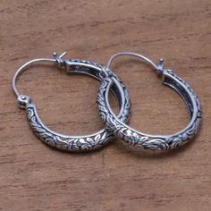 Patterned Sterling Silver Hoop Earrings from Bali - Loop Tradition | NOVICA Silver Boho Earrings, Bali Silver Jewelry, Inexpensive Jewelry, Sterling Silver Dangle Earrings, Sterling Silver Hoop Earrings, Sterling Silver Hoops, Contemporary Jewelry, Dream Jewelry, Jewelry Packaging