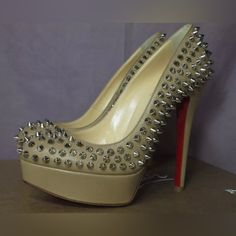 Christian Louboutin Bianca Spikes 140 Pumps/Size Eu 37.5 ~Corde Leather With Silver Spikes ~140 Mm Heel ~40 Mm Platform ~Signature Red Sole ~Made In Italy ~New In Box With Dustbag (Please Note: We Do Not Have The Original Box For These. They Will Come In A Different Louboutin Box- Please See Picture.) Offers Welcome. Thanks For Your Interest! Party Heels With Red Sole In Beige, Beige Heels With Red Sole For Party, Beige Party Heels With Red Sole, Red Louboutin Heels, Louboutin Spiked Heels, Gold Glitter Heels, Christian Louboutin Iriza, Platform Pumps Heels, Christian Louboutin Kate