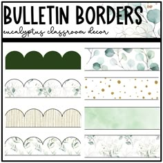 the bulletin borders are lined with green leaves and gold dots