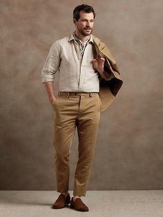 Italian Cotton-Linen Suit Pant | Banana Republic Butch Outfits, Linen Pants Suit, Summer Suits Men, Cocktail Attire Men, Button Outfit, Khaki Pants Men, Suit Pant, Cocktail Attire, Linen Suit