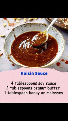 the recipe for hoisin sauce is shown in this image