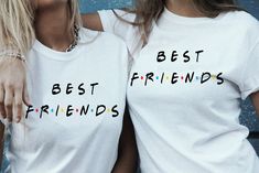 "Best Friends T-shirt For Couple Cool Show Friends TV Vintage Tee Price is for one T shirt AVAILABLE SIZES: S,M,L,XL,2XL,3XL COLOR: BLACK,WHITE, HEATHER GREY CONDITION: BRAND NEW T-SHIRT SPECS : 100% high quality pre-shrunk cotton (165 g/m2) jersey). Taped neck and shoulders, twin needle stitching, seamless collar. PRINT: Highest quality print - not cheap \"iron-on\" transfers! MEASUREMENTS : width - armpit to armpit ; length - the body length is measured in a straight line from the highest poin Gamer Funny, Friends Women, Best Friend T Shirts, Tv Vintage, Friends T Shirt, 80s Women, 90s Fashion Grunge, Bff Gift, Friends Moments