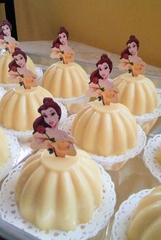 there are many cupcakes decorated like princesses