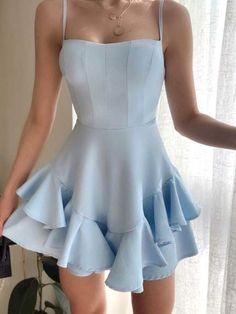 Ruffle Prom Dress, Dress Ruffles, Mini Homecoming Dresses, Dress With Ruffles, Short Homecoming Dress, Stretch Crepe, Short Mini Dress, Hoco Dresses