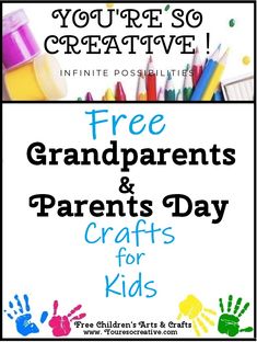 a sign with the words free grandparents and parents day crafts for kids